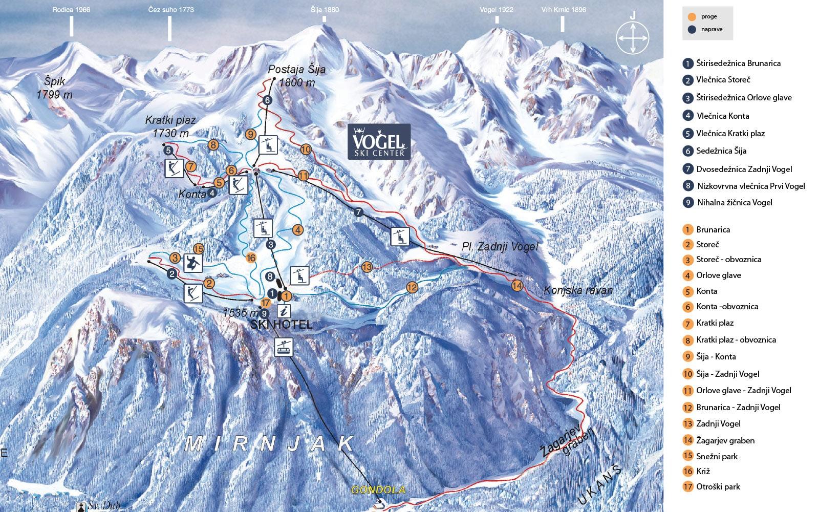 Vogel ski map